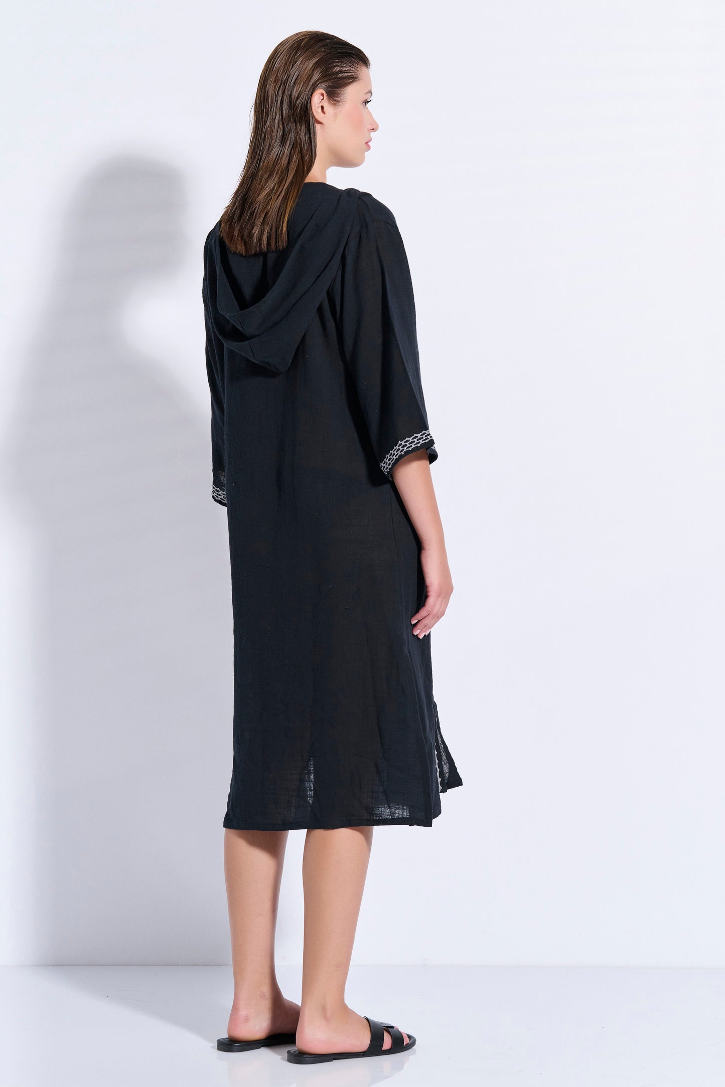 Maxi Trimmed Kaftan with Hood (8079)