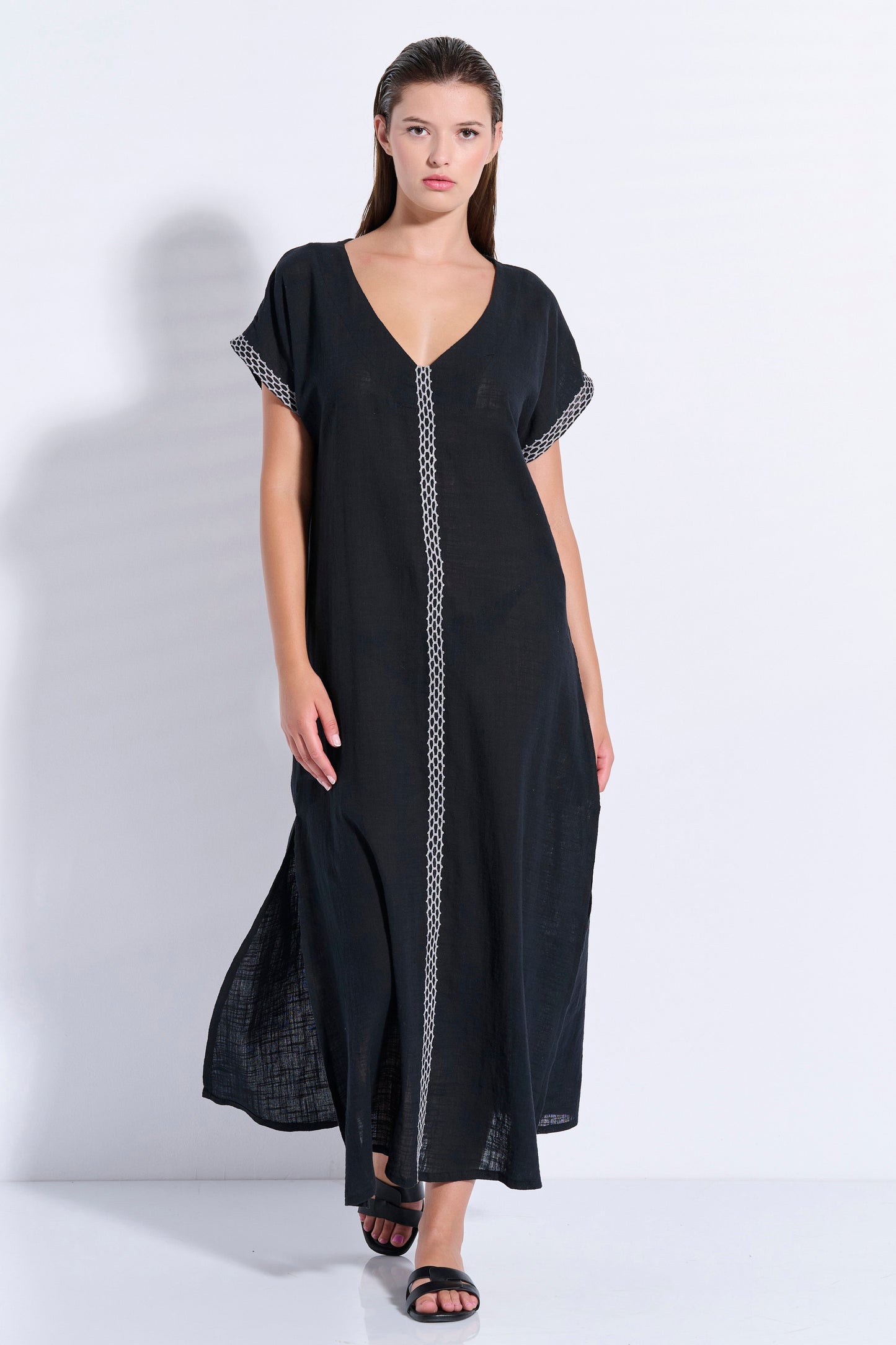 Maxi Trimmed Kaftan (8080)
