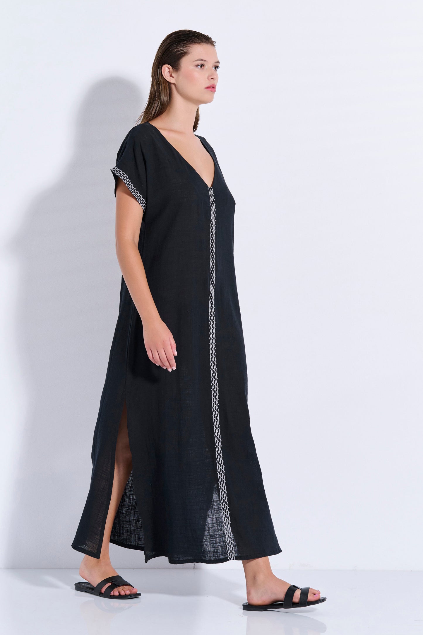 Maxi Trimmed Kaftan (8080)