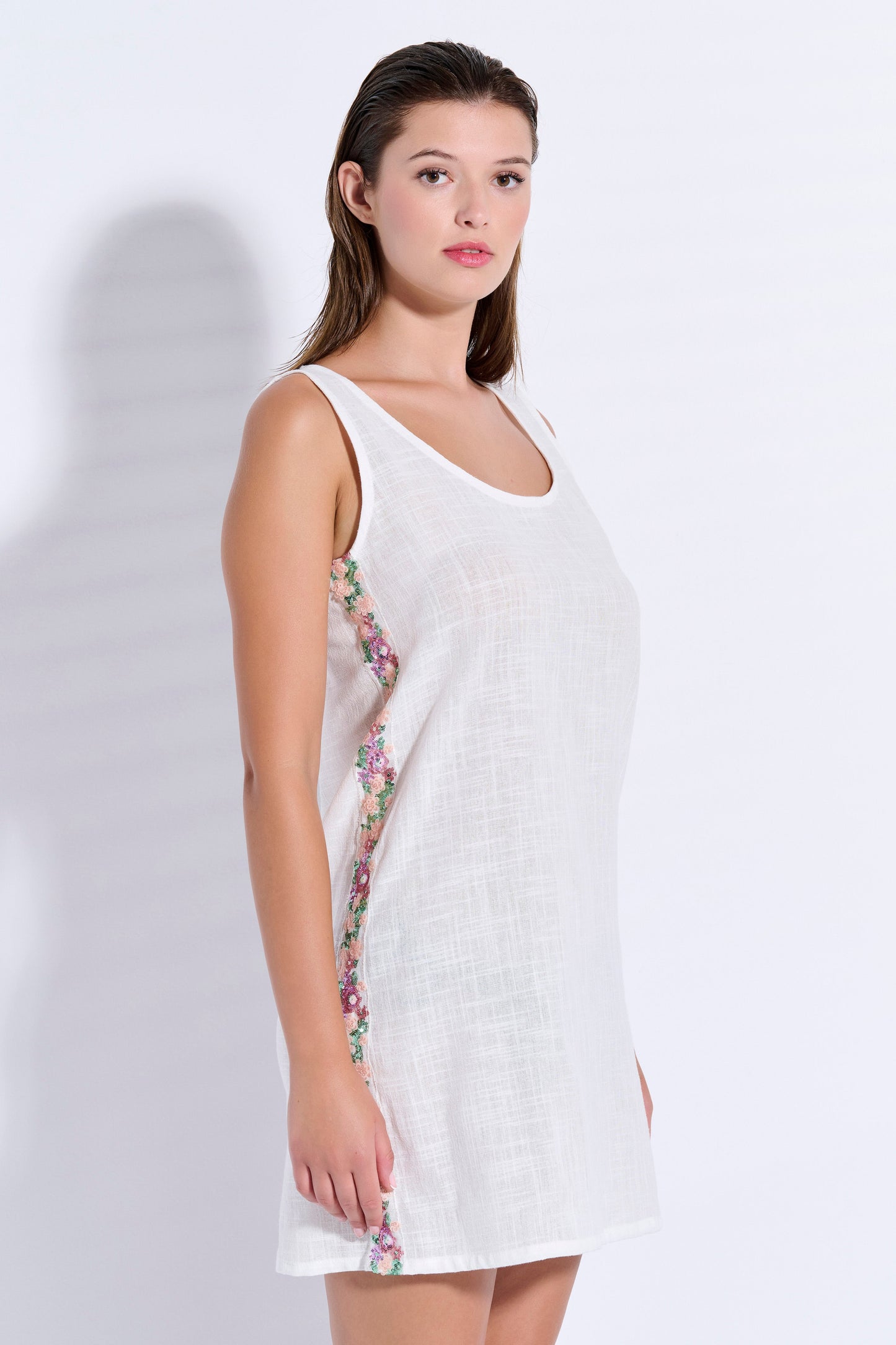 One-Shoulder Dress with Trim (8082)