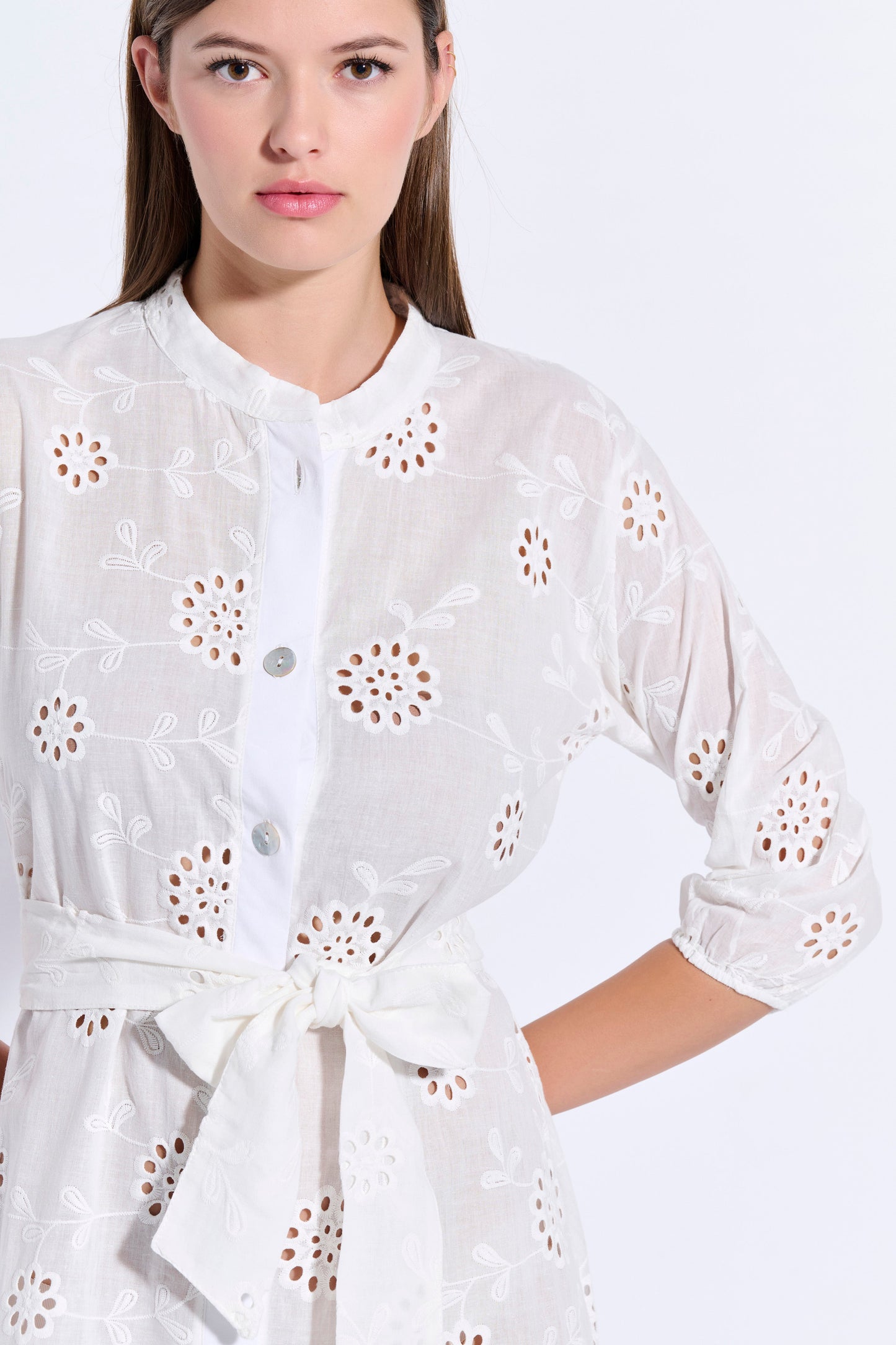Broderie Shirt Dress (8092)