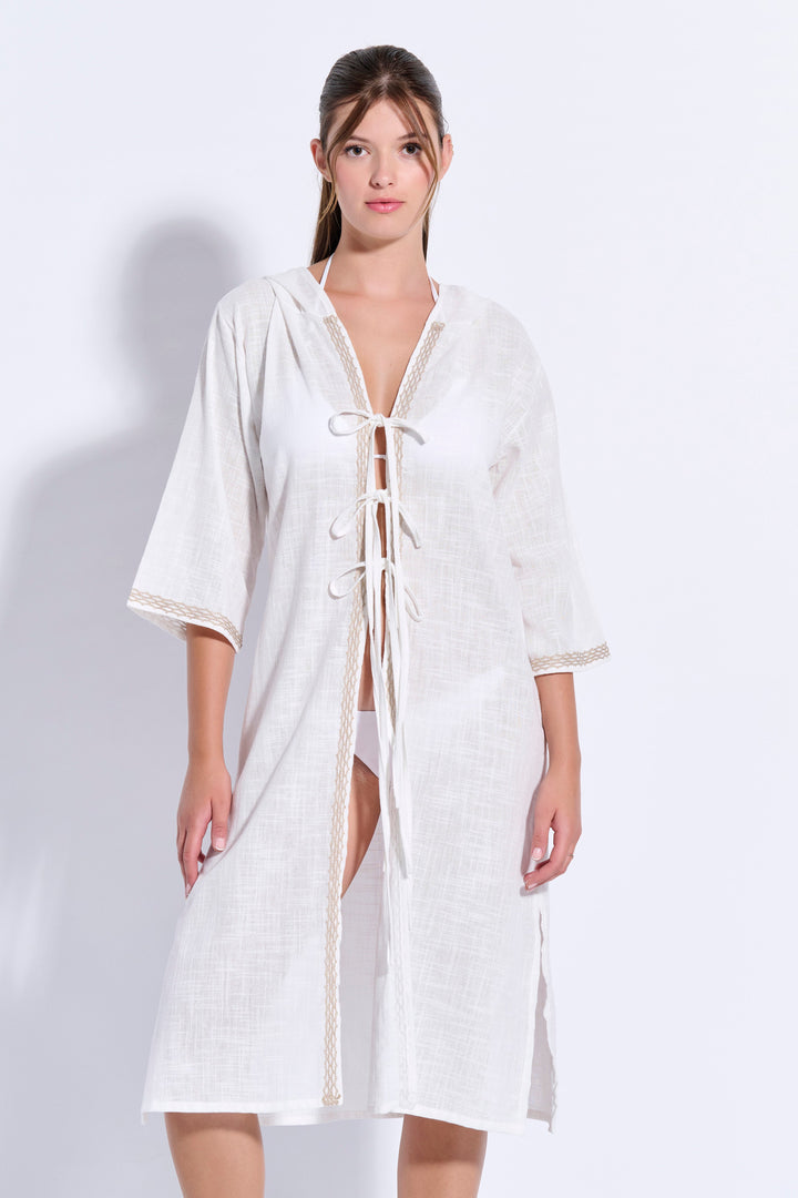 Maxi Trimmed Kaftan with Hood (8079)