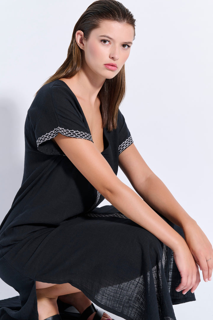 Maxi Trimmed Kaftan (8080)