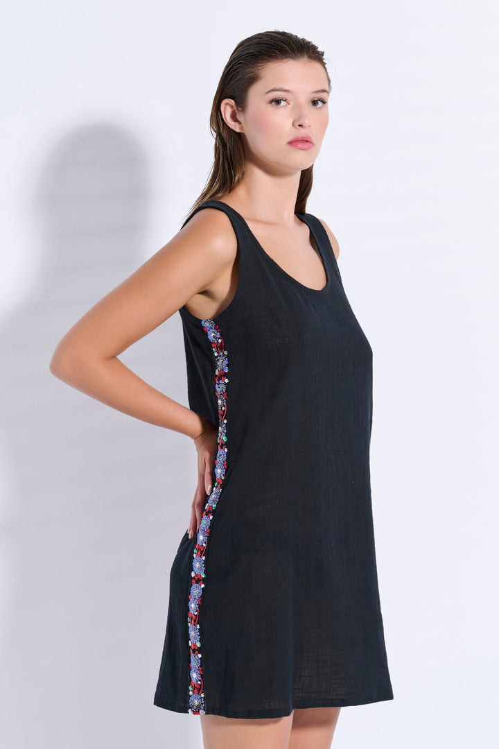 One-Shoulder Dress with Trim (8082)