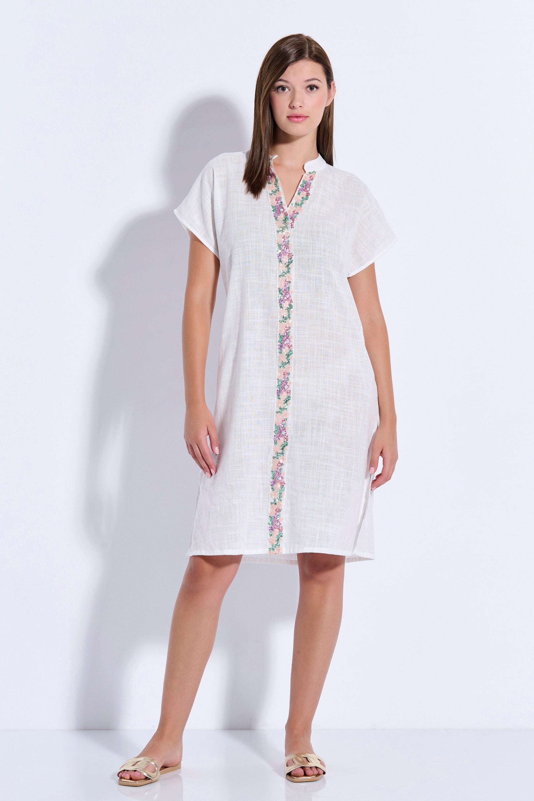 Midi Japanese-Style Dress with Trim (8084)