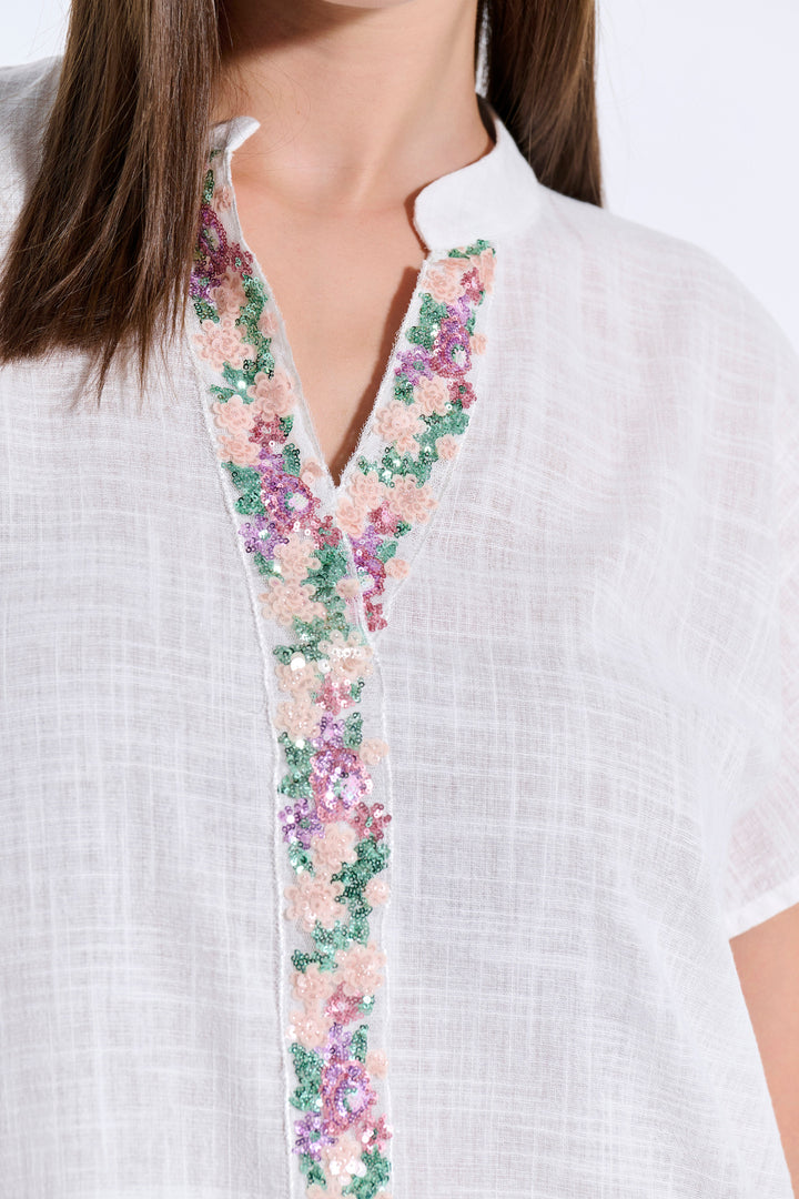 Midi Japanese-Style Dress with Trim (8084)