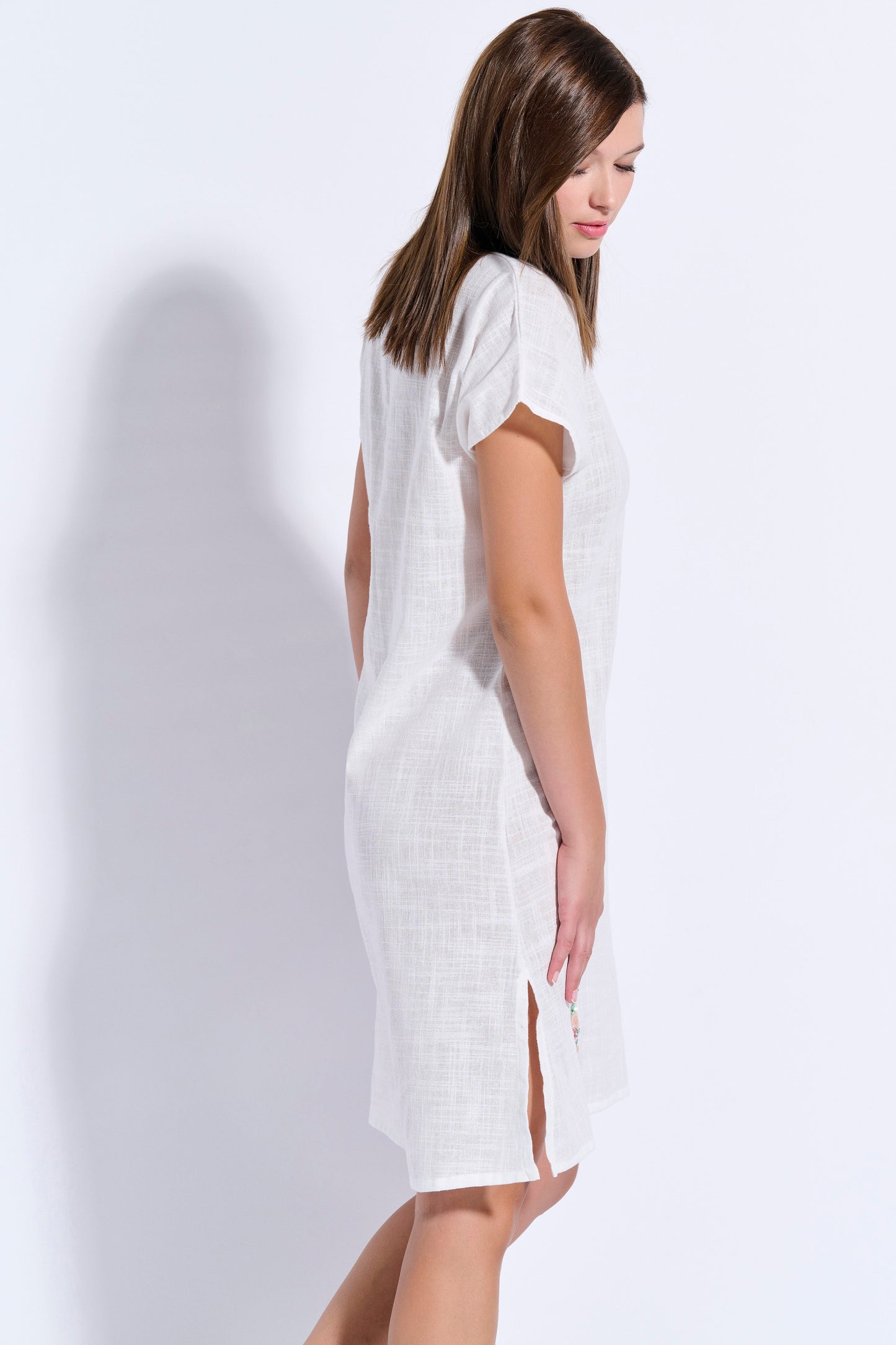 Midi Japanese-Style Dress with Trim (8084)