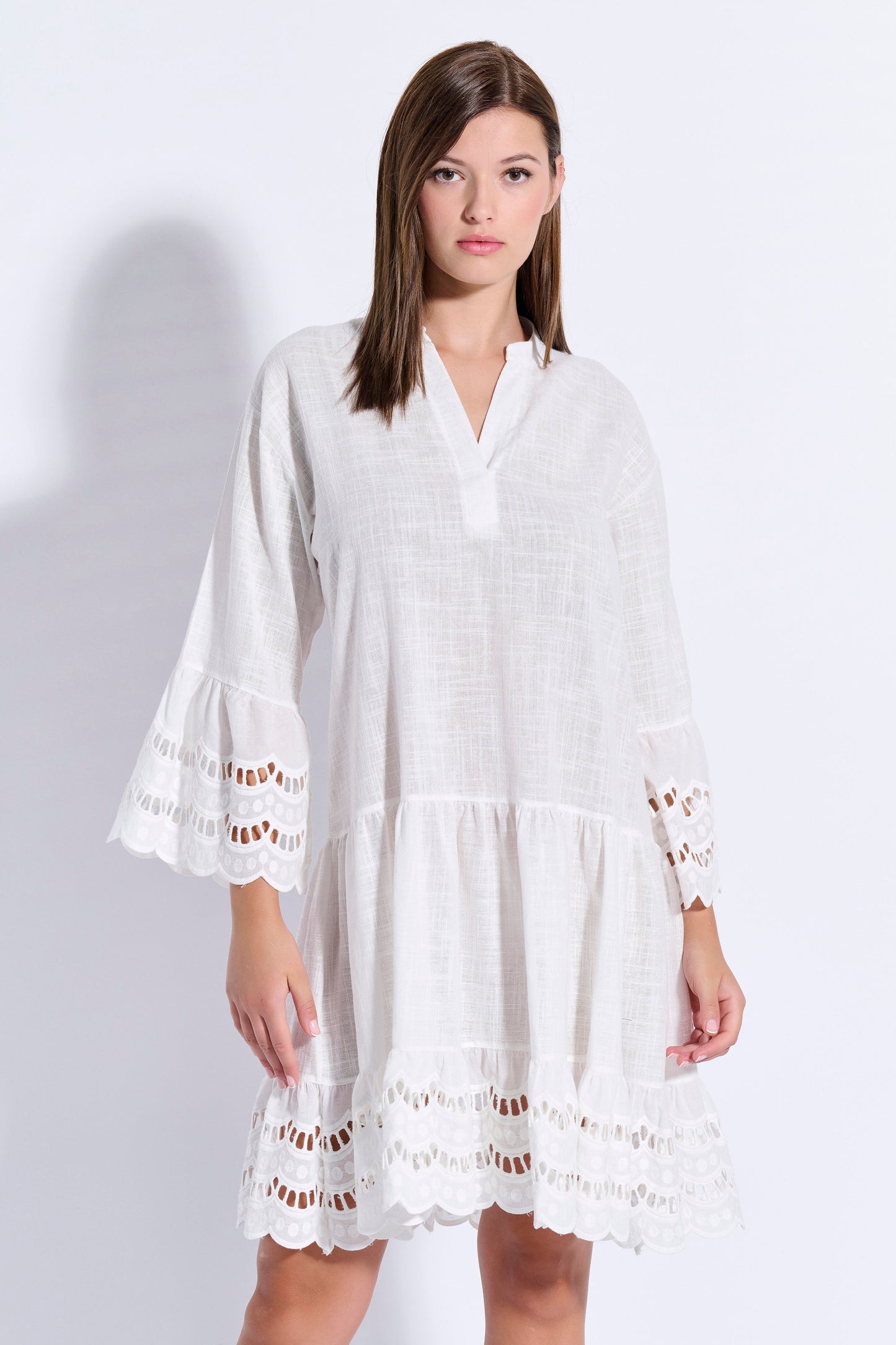 Broderie Dress with Ruffles (8090)
